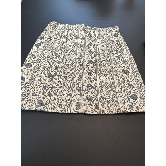 Free People Floral Print Cream & Black Mini Skirt With Back Zipper Size 0 - Picture 2 of 8